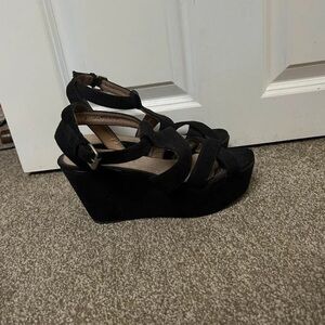 Black Wedge Sandals